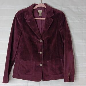 L.L. Bean Burgundy Corduroy‎ Blazer Jacket Women's Size 10 Reg